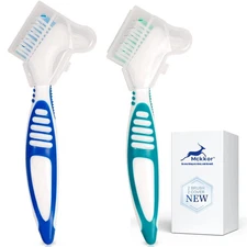Mckkor Denture Cleaning Brush Set with Dustproof Blue_green 