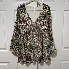 Free People Mystic Charm Light Combo Burnout Velvet Mini Babydoll Dress BOHO M