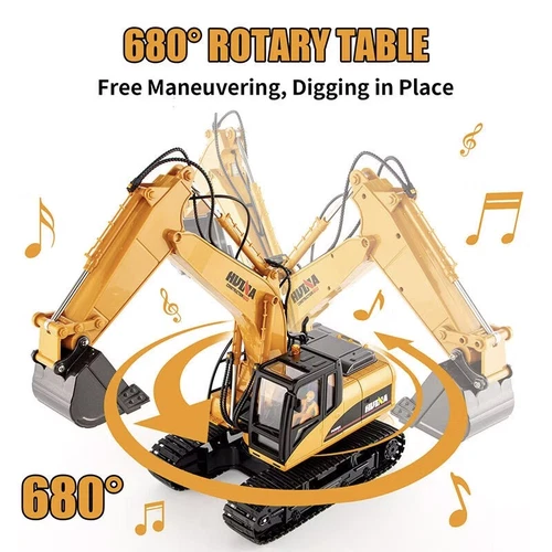 Huina 1535 Rc 1:14 2.4Ghz 15Ch Rc Car Alloy Excavator Rtr Auto Demonstration - Picture 3 of 4