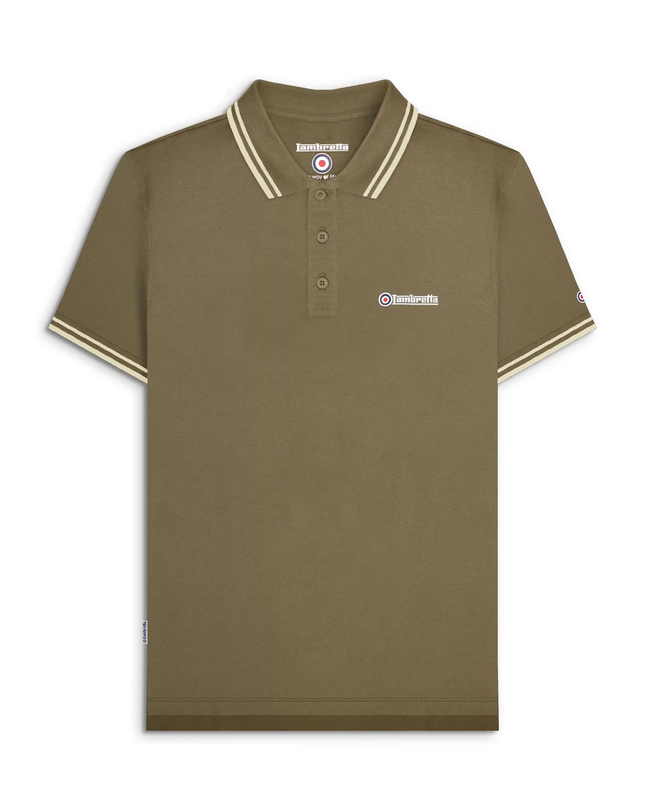 Lambretta Mens Khaki/Oatmeal Casual Classic Twin Tipped MOD SKA Polo Shirt
Opens in a new window or