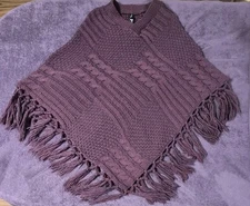Torrid Sweater Women One Size Maroon Cable Knit Poncho Cape 