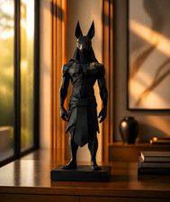 Egyptian Black Anubis Jackal-Head Statue Figu...
