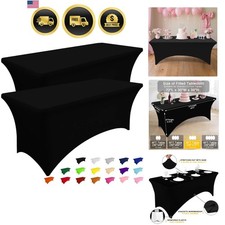 2 Pack Spandex Table Cloth 6FT, Elastic Fitted Stretch Tablecloths, Washable ...