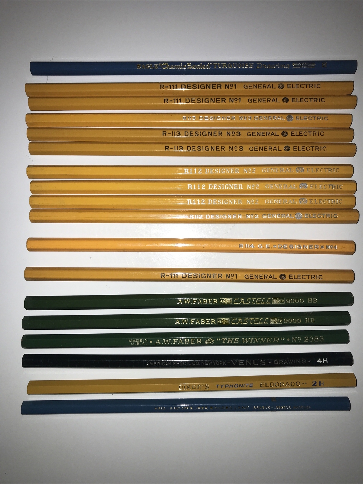 Vintage Pencils Lot General Electric A.W. Fabre Dixon Eagle Designer Drawing-image