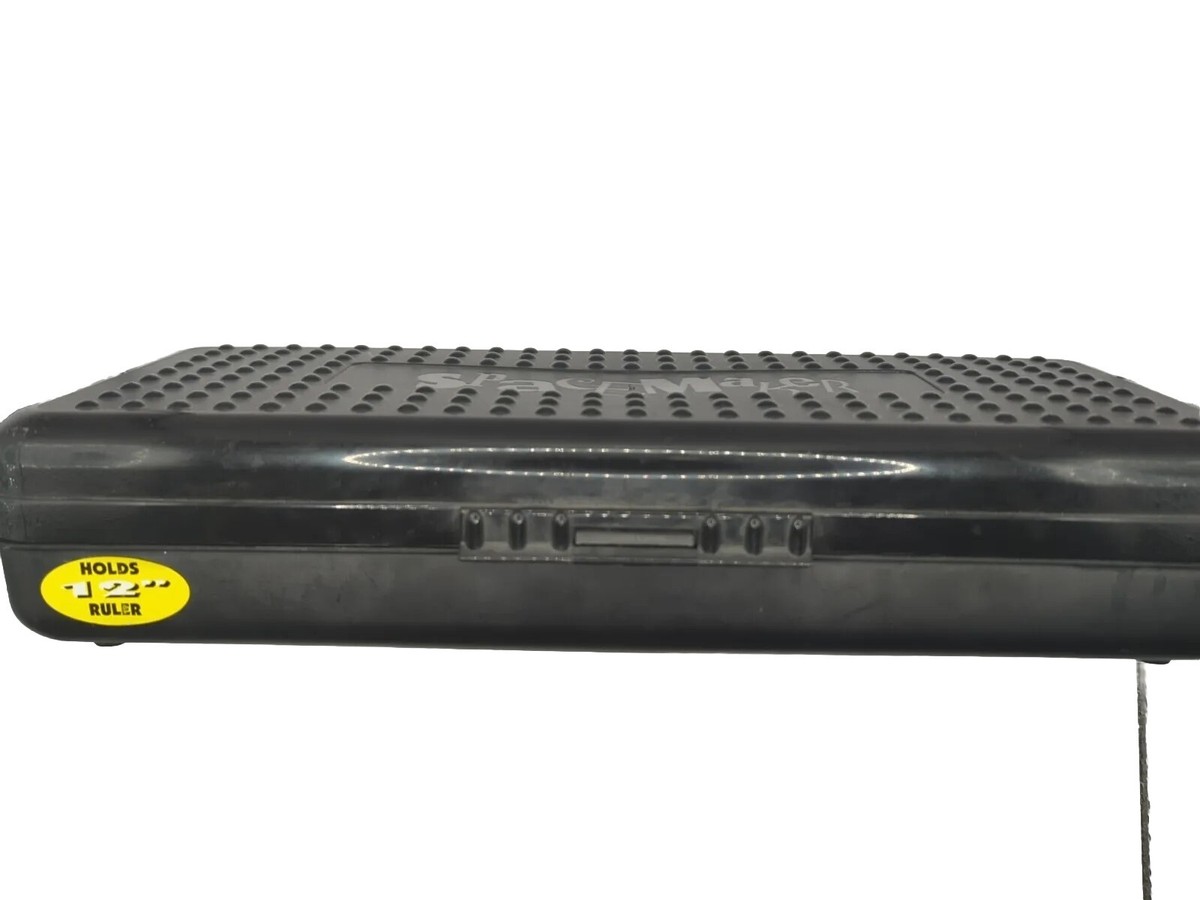 Vintage 90's SpaceMaker Box Large Black School Pencil Case Storage