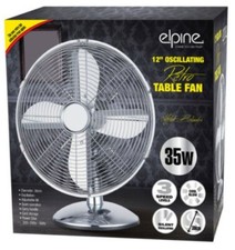 12" OSCILLATING DESK FAN COOLING AIR METAL CHROME 3 SPEED HOME OFFICE 35W