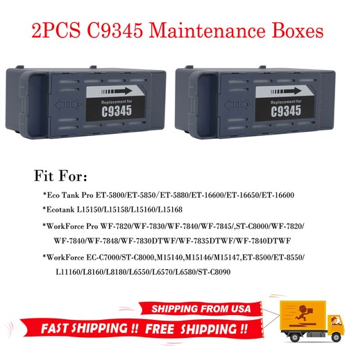 2x C9345 Maintenance Box Waste Ink Tank for Epson ET-5880 ET-5850 WF7820 ET-8550 - 第 1/4 張圖片