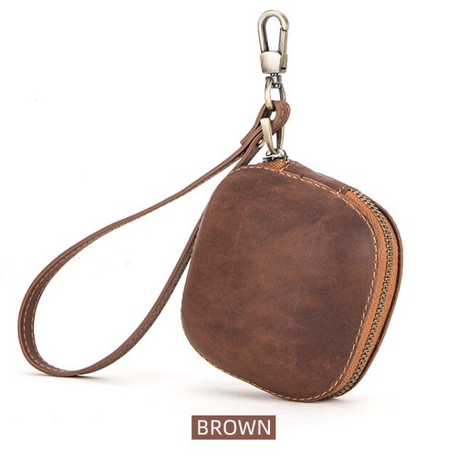 Portable Cable Storage Bag Genuine Leather Zipper Hard Shell Coins Holder Case - 第 12/12 張圖片