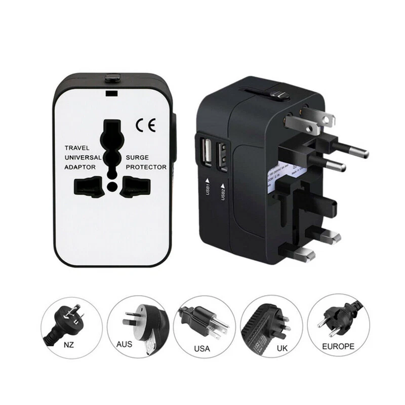 International Universal Travel Power Adapter 2 USB Ports Converter Charger Plug - Image 2 of 4