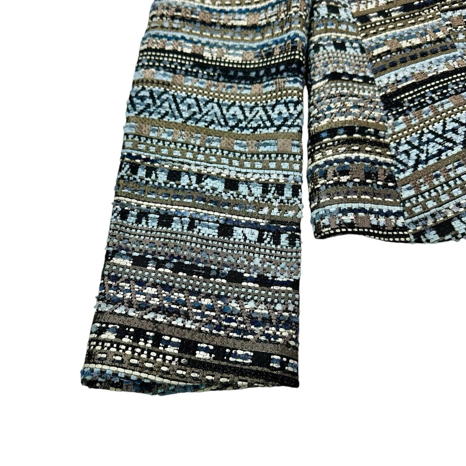 Chaqueta Blazer Lafayette 148 Talla 4 Negra Azul Tweed Flecos Texturizada Foto 3 de 4