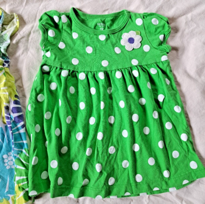 Lot of 2 Baby Girl Clothes Carters Dresses Size 12 Months Green Polka Dot  Flower | eBay