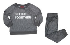 Family PJs Better Together Graphic Print 2-Piece Unisex Kids Pajama Set NWT Grey