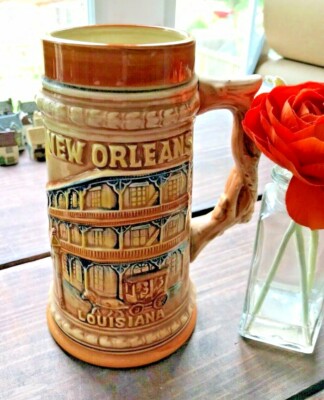 c1960s Vintage Beer Stein New Orleans Bourbon St French Quarter Mardi Gras JAPAN