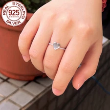 CWWZircons 925 Sterling Silver CZ Love Heart Ring for Brides Engagement Band