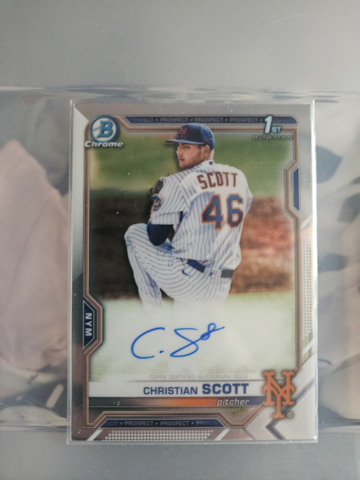 2021 Bowman Chrome Draft Christian Scott 1st Prospect Auto CDA-CS Mets QTY