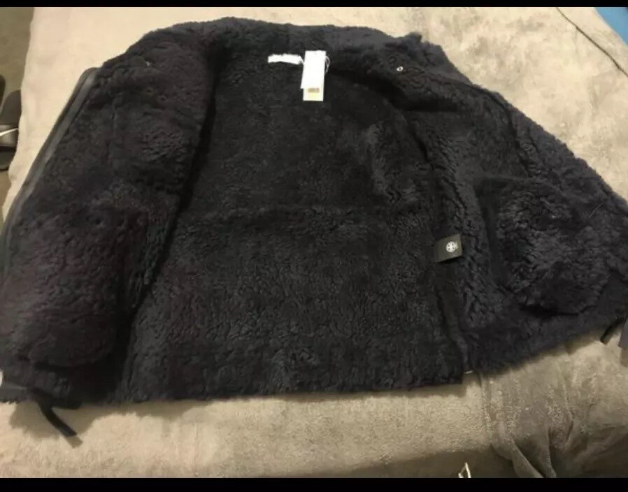 NWT Tory Burch Leather Coat Navy Med image 2