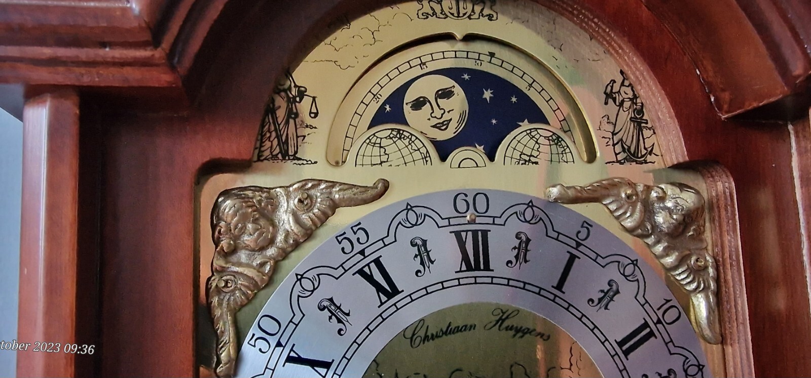 Christiaan Huygens Mantel Clock Westminster Quarter Chime , Moon Phase