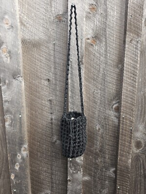 Carrie Forbes Crocheted Rayon Soutache Cross Body Drawstring Bag - Velvet Ribbon