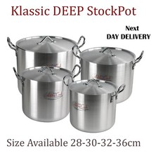 Aluminium Cooking DEEP Pot Set 28-30-32-36cm Casserole with Lid Kitchen Catering