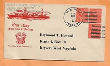 U.S.S.  BARNES JUN 1946 FIRST LINE OF DEFENSE   NAVAL COVER