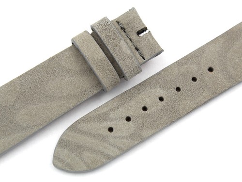 Bracelet Montre En Cuir Couleur Grise Fabriqué En Italie Effet Suédé 18Mm - Imagen 5 de 5