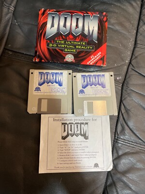 1994 Doom Ultimate 3D Virtual Reality Game Shareware (2) 3.5 Floppy Disks