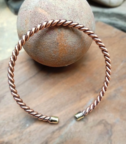 Bracelet En Cuivre Pur Réglable - Unisexe - Manchette De Guérison - Fait Main Inde