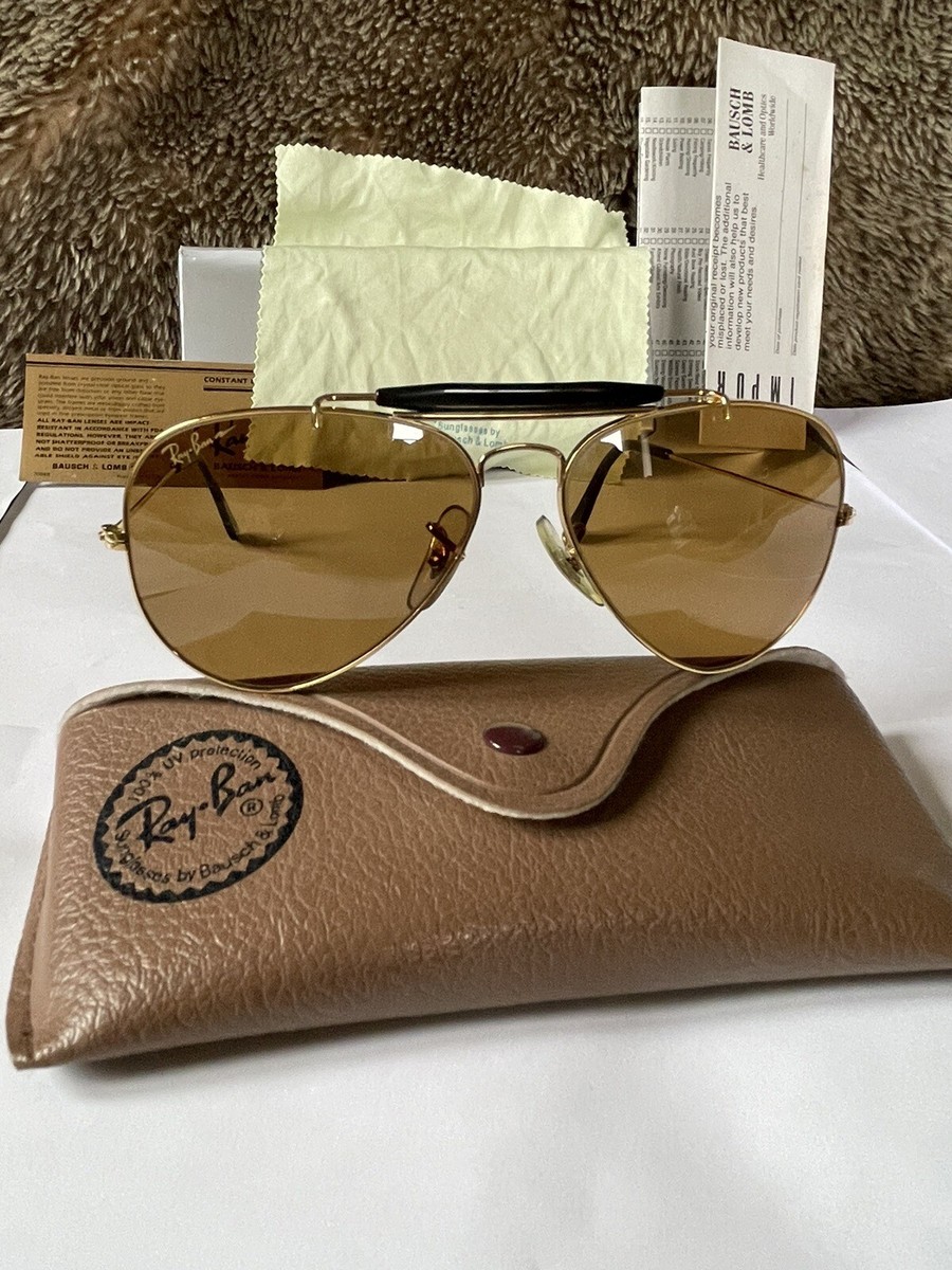 RAY-BAN FLASH B&L U.S.A 58-14 W1663 VXAS BROWN B15 AVIATOR VINTAGE