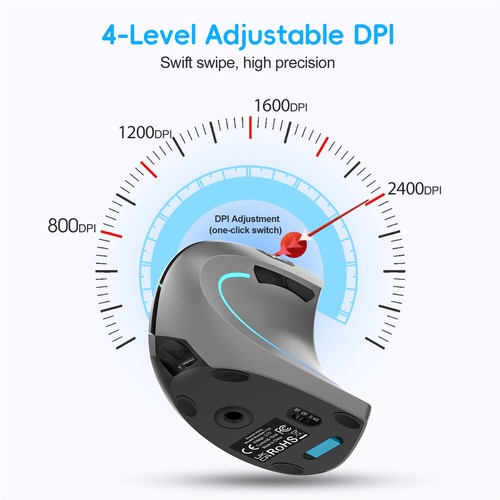 Vertical Mouse Ergonomic Rechargeable2.4G + BT Wireless Mice Silent Office Mouse - Picture 17 of 27