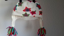 GAP Kids Girls Fleece Winter Hat Colorful Stars Pompoms Size S/M EUC