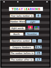 Standard Pocket Chart Clear 10 Pockets Chart for Classroom  Home Heavy Duty Han