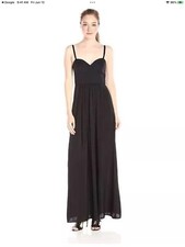 BCBG MAXAZRIA Women  s  Kyra  Black Spaghetti Strap Formal Maxi Dress Sz. 4