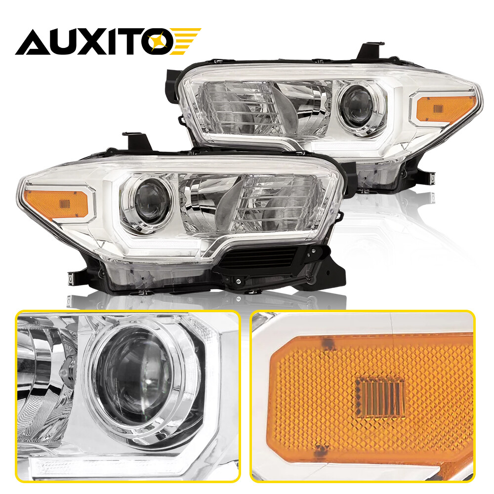 For 2016-2022 Toyota Tacoma Pair Chrome Headlight Assemblies W/Projector DRL EPU