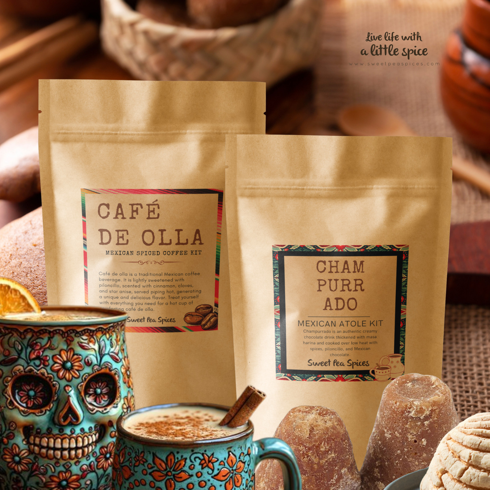 Champurrado & Café de Olla Winter Atole Kit - Bebidas Tradicionales Mexicanas - Regalo