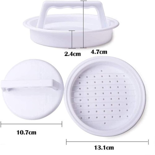 2 Piece Plastic Hamburger Patty Press Set Easy Mold for Beef Veggie Patties - Picture 3 of 7