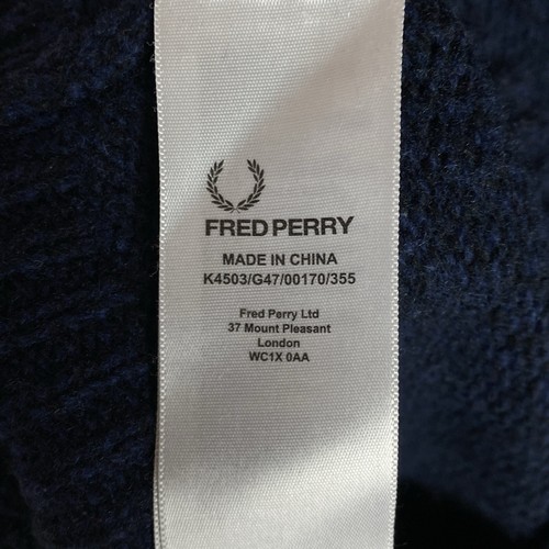Men’s Fred Perry Sweater Pullover Blue Wool Cotton Size S - Picture 5 of 6