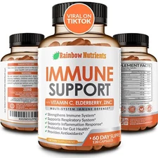 10-in-1 Immune Support Supplement with Vitamin C, Zinc, Elderberry, Probiotics