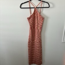 NWOT Vacation Midi Dress with Slit, color Orange, size Large.