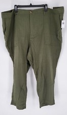 Old Navy Olive Green 100 Cotton High Rise Pants Women's Size 28 New NWT