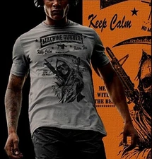 Machine gunner t-shirt grunt army infantryman skull military Combat Veteran