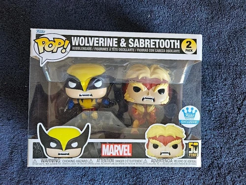 Funko Pop! Funko Shop Exclusive WOLVERINE &SABRETOOTH 2-Pack, FREE Shipping, New