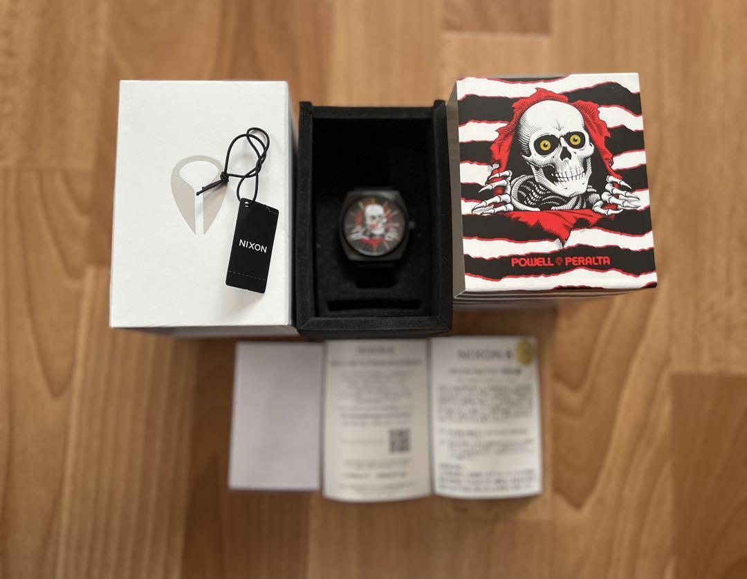 Powell × Nixon collaboration watch Powell Bones Santa Cruz black used with Box