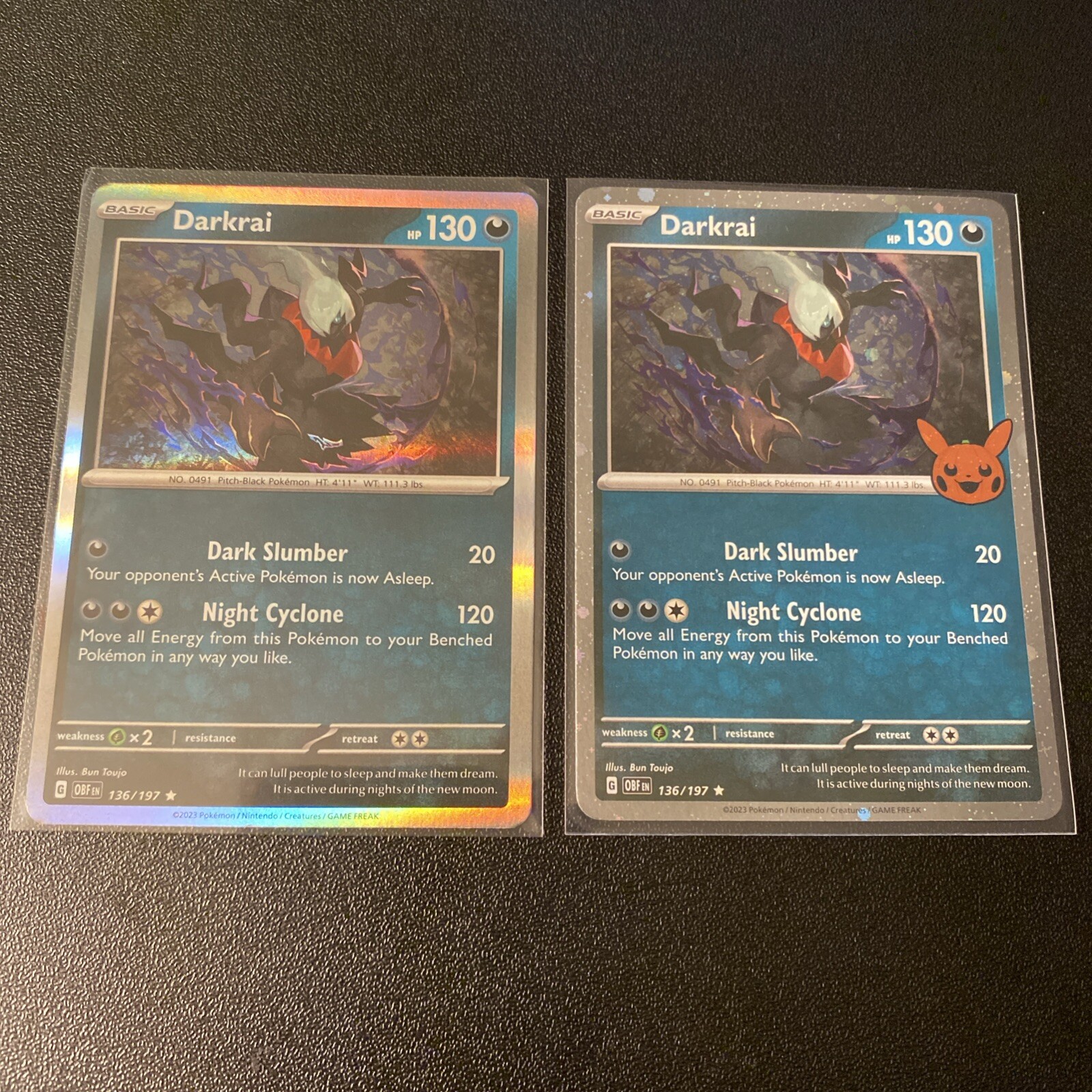 Pokemon TCG Card - Darkrai 136/197 Cosmos Holo | Trick Or Trade 2024 + OBF Holo
