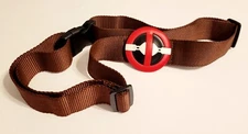 Marvel Deadpool Buckle Down Adjustable Snap Red Black White Buckle Brown Belt