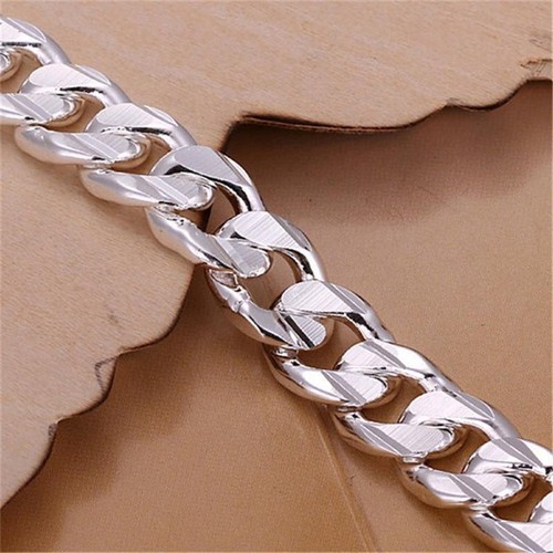 Reines 925 Sterling Silber Armband schwere dicke kubanische Gliederkette Schmuck Herren Damen - Bild 12 von 14