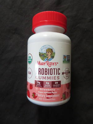 Mary Ruth's Probiotic Gummies 60 Strawberry Flavor Vegan Gummies 5 Billion CFU