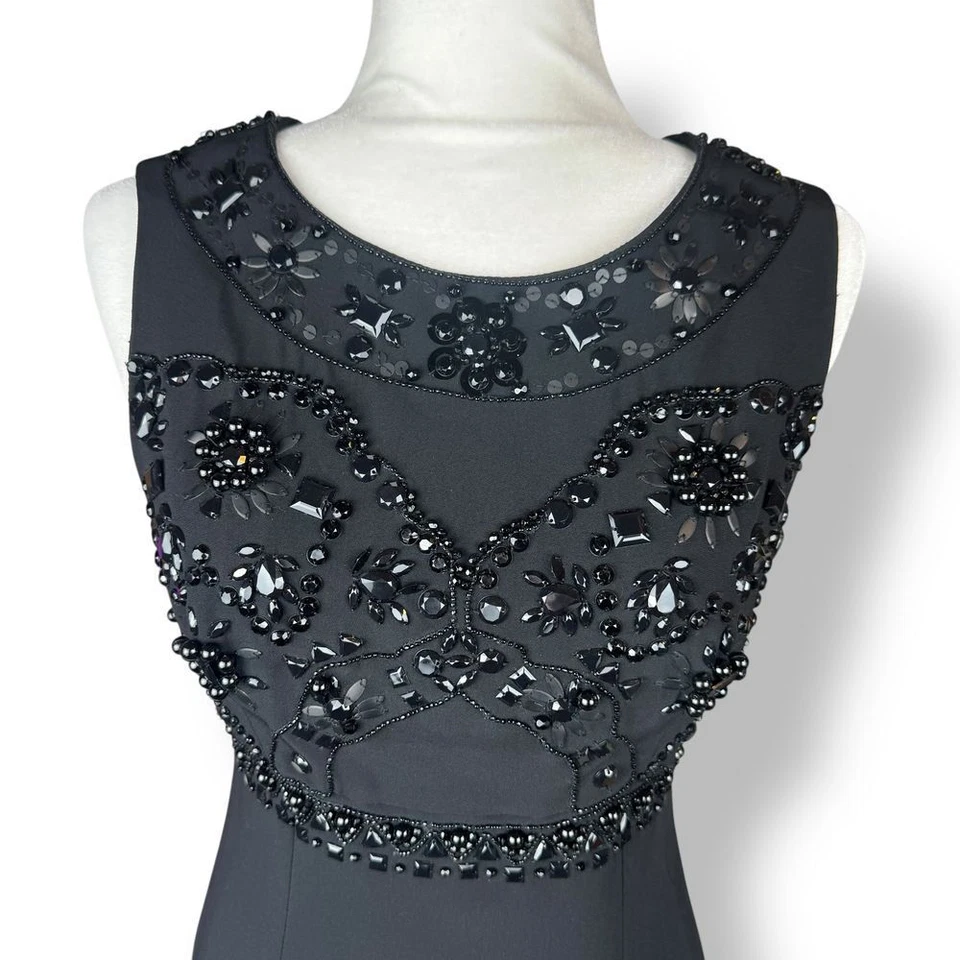 Vestido Blumarine Negro Seda Mujer Talla Pequeña Italia Cuentas a Mano $2375 Glam Gala Foto 4 de 4