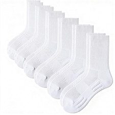 3/6 Pairs Men's Athletic Sports Crew Solid Cotton Socks White Socks Black Socks