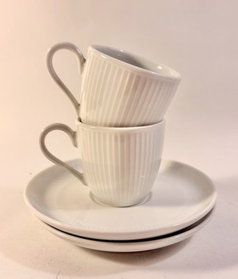 Pillivuyt Plisse Demitasse Cup & Saucer 2 Sets Made in France 3oz Capacity EUC