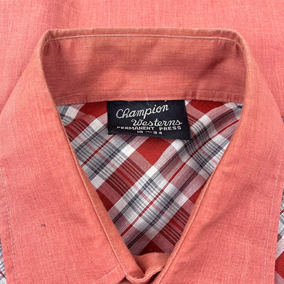 Vintage Champion Western Shirt Men Large Pearl Snap Button Plaid Cowboy 70s 80s - Image 4 of 4